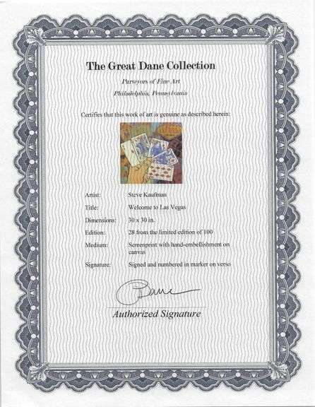 Exclusive Steve Kaufman Signed Mixed Media Welcome to Las Vegas