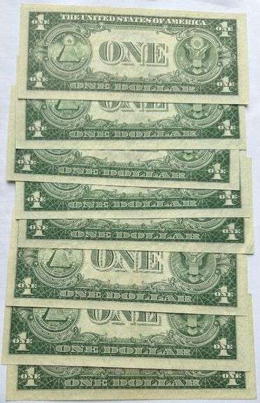 8 Uncirculated Various 1935 $1 Silver Certificates