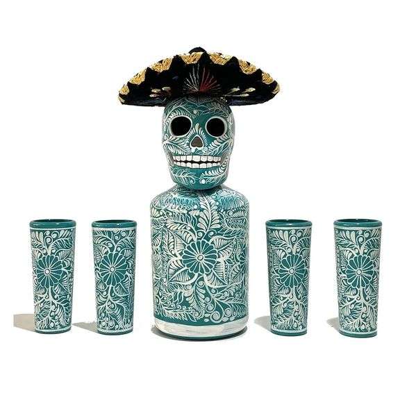 Hand-Painted Tequila Decanter Set