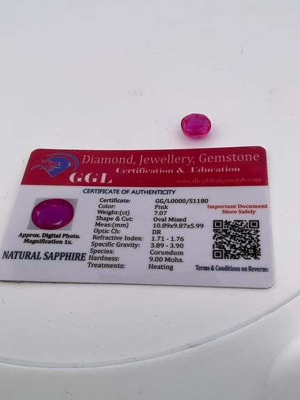 CERTIFIED NATURAL PINK SAPPHIRE 7.07 CARATS