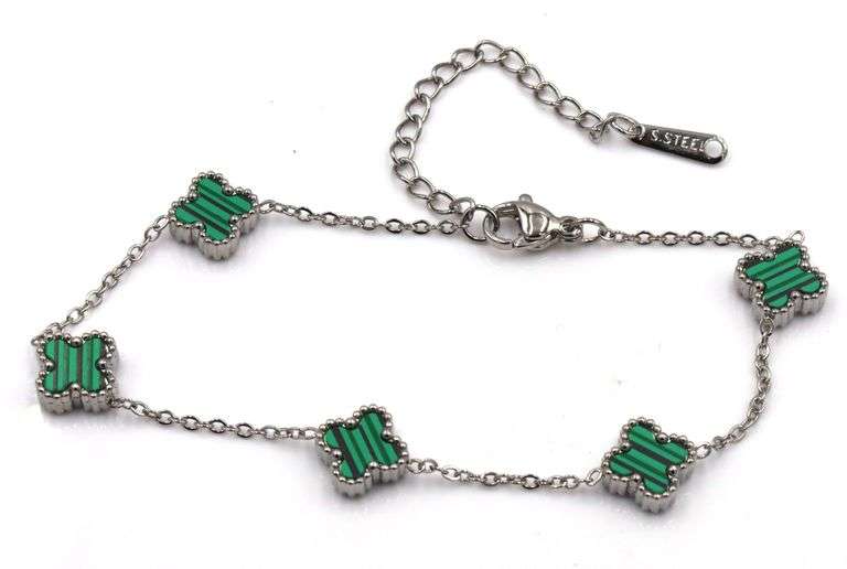 Malachite stainless steel adjustable bracelet