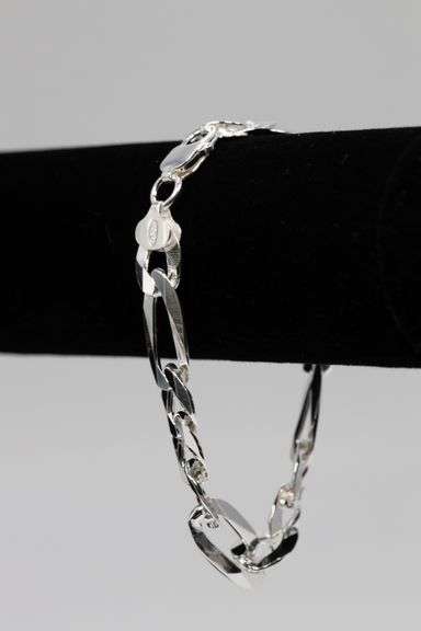 Men's 10.9mm Solid .925 Sterling Silver Flat Figaro Chain Link Italy Bracelet 9" inch