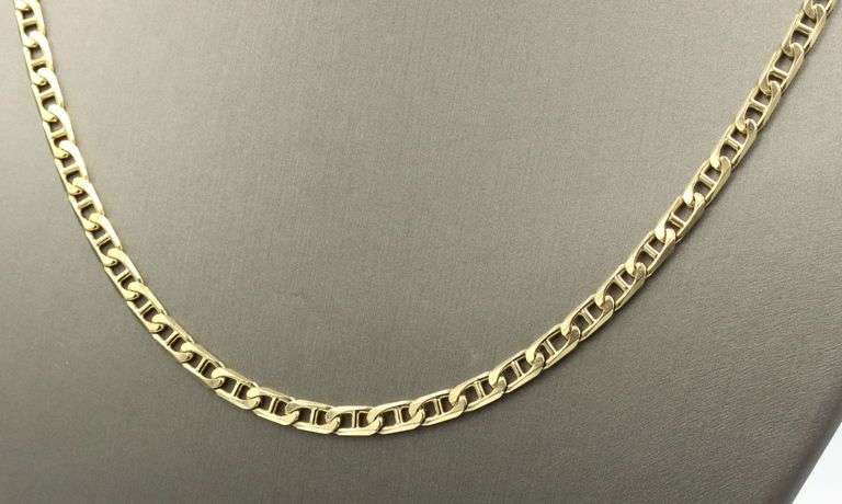 Long, Durable 14K YG Anchor Link Necklace