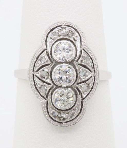 Vintage Diamond Three Stone Ring Crafted in White Gold
