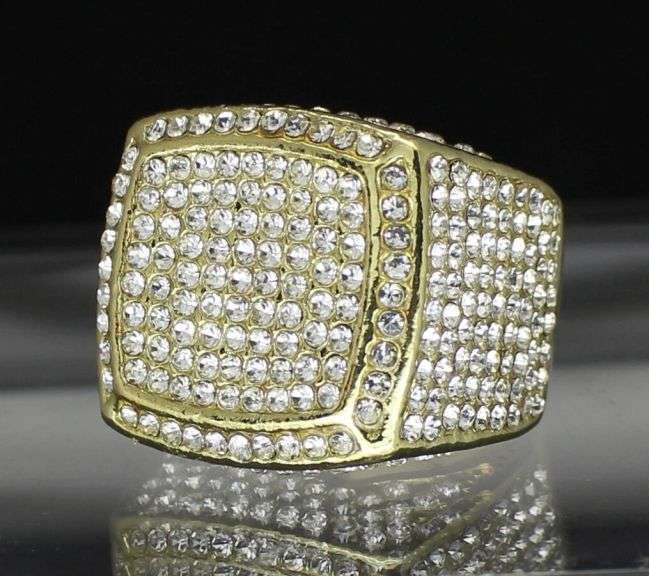 Men's Bold 14 Kt Gold Plate 17.5 Cttw Lab Simulated Diamond Ring