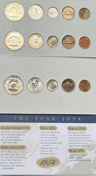 Vintage 1954 BU Year Set. P D S