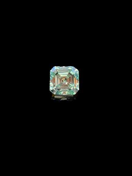 3.68 Ct Paraiba Green Rare Asscher Cut Fire Moissanite