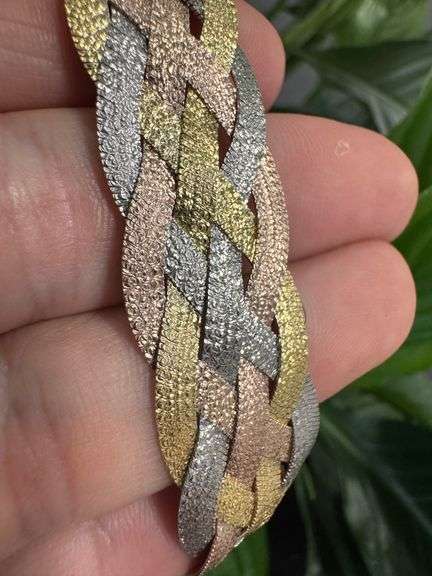 Italian Four Strand Gold Plated Sterling Silver Bracelet in 7"