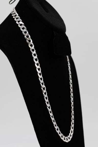 .925 Italian Sterling Silver 9.7mm Curb Chain 24 Inches