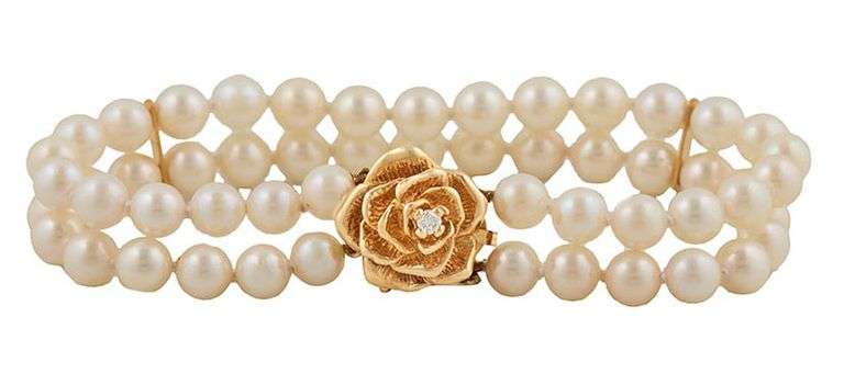 Vintage Tiffany & Co. Pearl Double Row Strand Bracelet in 14K W/Box