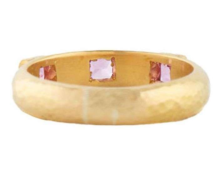 Elizabeth Locke Square Pink Sapphire Three Stone Ring in 19K