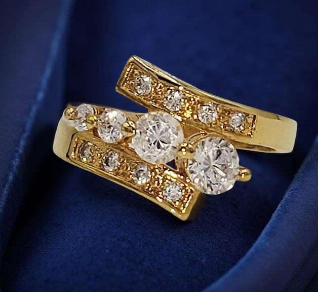 Dazzling 14 Kt Yellow Gold Plated 2.65 Ctw Lab Simulated Diamond Ring