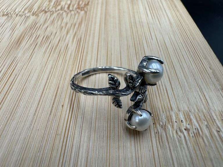Sterling Silver Simulated Pearl Ring Size 7