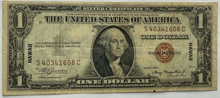 $1 1935A Hawaii Overprint Emergency Issue Silver Certificate.
