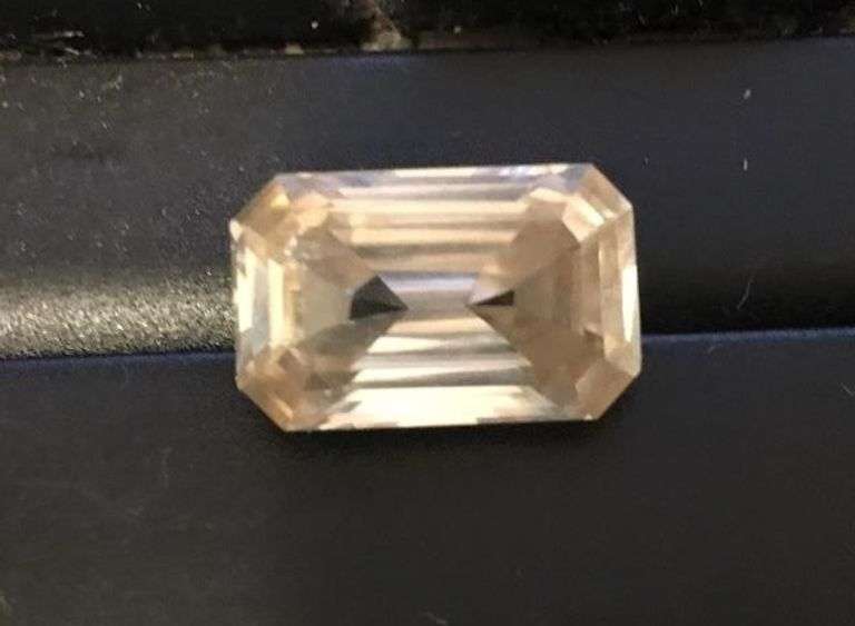 Huge 7 Ct Emerald Cut Amber Ice Lab Simulated Diamond Solitaire
