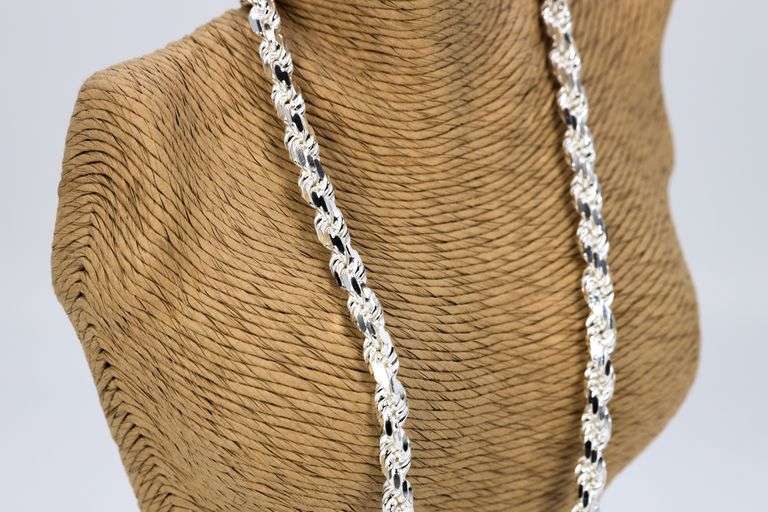 Sterling Silver Heavy Diamond-Cut Rope Chain 8mm Solid 925 Italy New Men's Necklace 30"