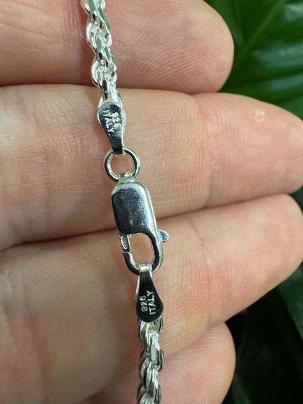 Sterling Silver Diamond-Cut Rope Chain 3mm Solid 925 Italy New Necklace 28"