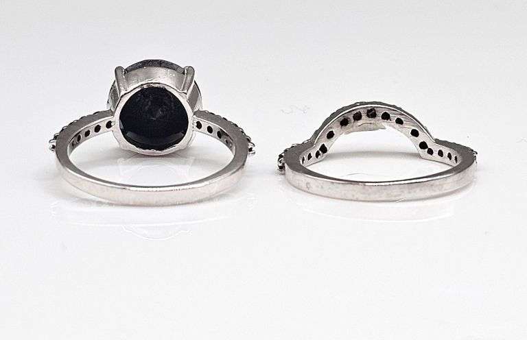 Dazzling 4.7 Ct Silk Black Lab Simulated Diamond 2 Band Ring