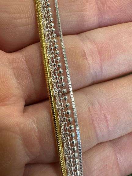 Sterling Silver 925 Italy  5 Piece Layered Chain Set 36",24",22",18",16"