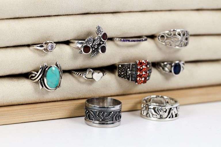 Sterling Silver Curated Ring Assortment Various Sizes & Styles (10 Ring Lot)