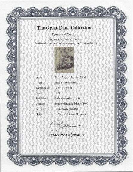 Limited Edition Pierre-Auguste Renoir (After) Original Heliogravure 1919