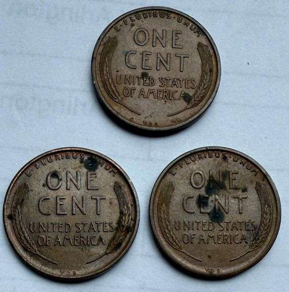 3 Unc 1909 VDB Lincoln Cents