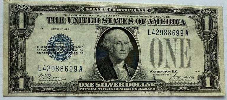 Very Near Unc 1928 A $1 Funny Back Silver Certificate.