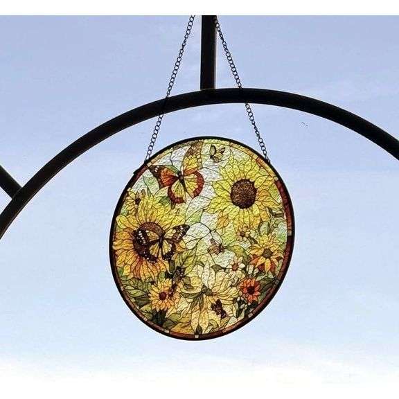 Hand-Painted Sunflower Stained Glass Suncatcher