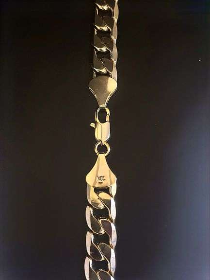 Huge 128.5 Gram 14 Kt Tri-Layered Gold Plate Cuban Link Necklace