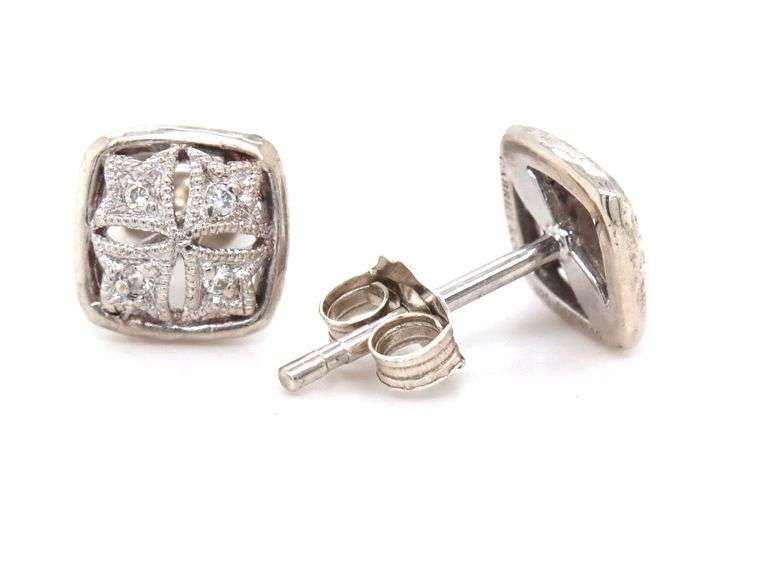 Gabriel & Co open work diamond stud earrings in 925 sterling silver