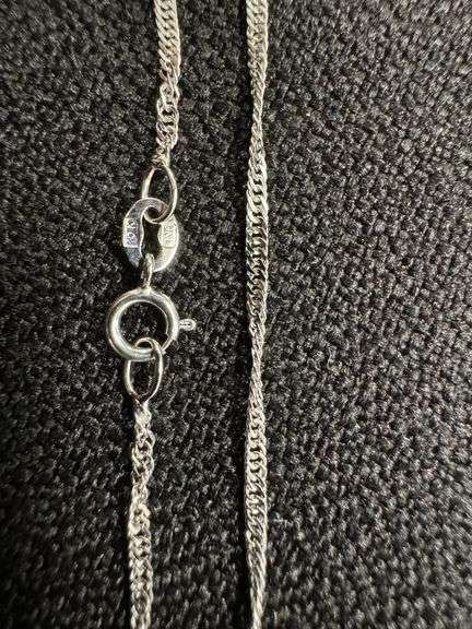 10k White Gold Solid Singapore Chain Rope Twisted Curb Link 1.4mm Necklace 18"
