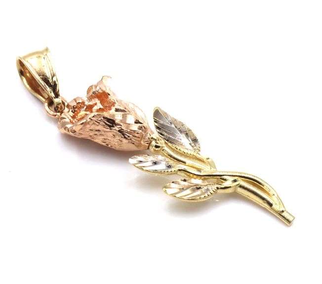 Lovely 14K Yellow and Rose Gold Flower Pendant
