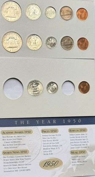 Vintage 1950 BU Year Set. P D S