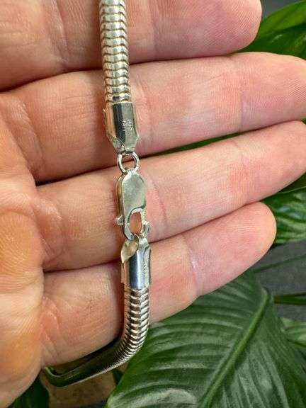 Sterling Silver 925 Real Snake Italian Chain 16" Necklace