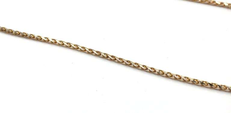 14kt 2-tone diamond cut wheat chain necklace
