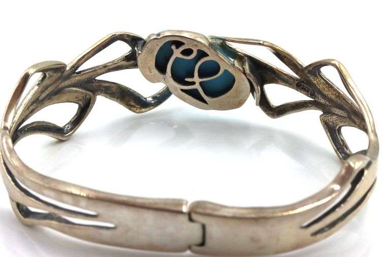 Vintage 925 sterling silver turquoise bangle