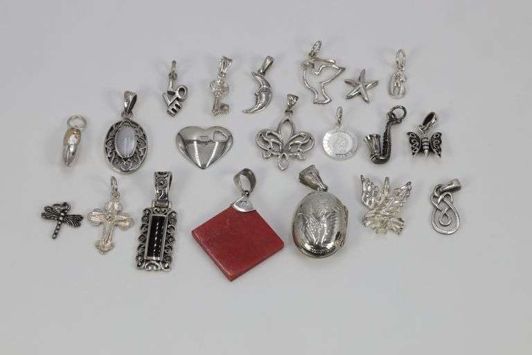 Sterling Silver Curated Pendant Assortment Various Sizes & Styles (20 Pendant Lot)