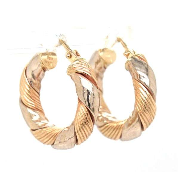 14kt Two tone gold hoop earrings