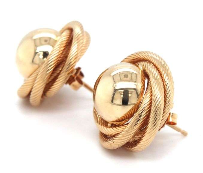 14kt Yellow gold Love knot button earrings