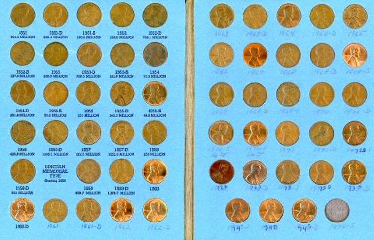 Collection of 175 Lincoln Cents in Albums 1909-1974-S