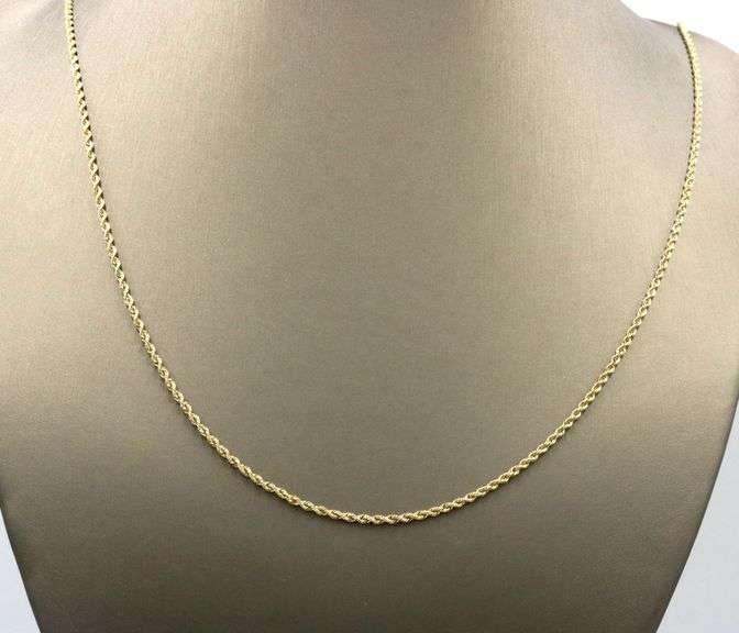 14kt Yellow gold rope chain necklace