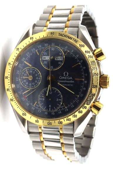 Omega two tone speedmaster chronograph watch