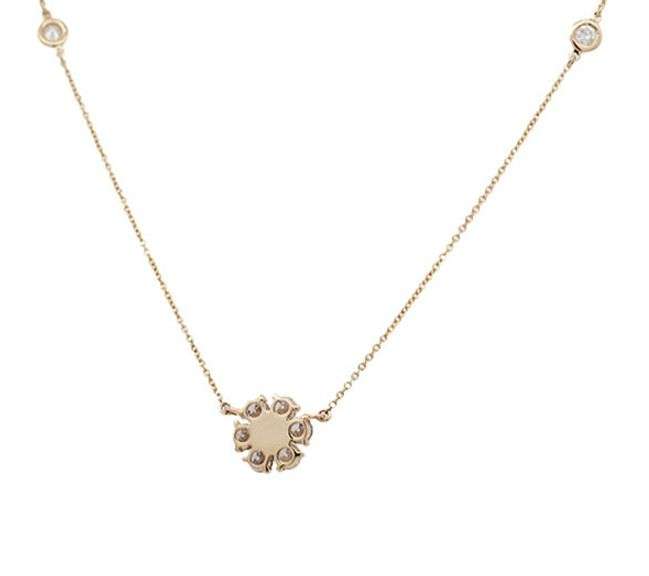 1.00ctw Diamond Flower Station Pendant Necklace in 14K