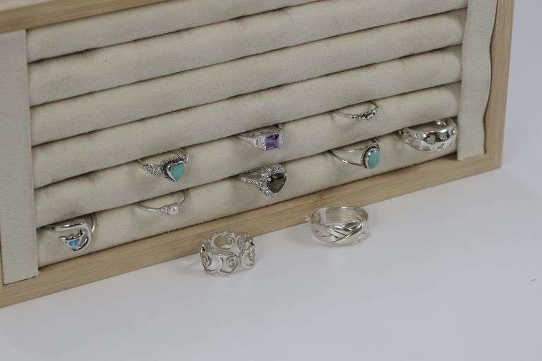 Sterling Silver Curated Ring Assortment Various Sizes & Styles (10 Ring Lot)