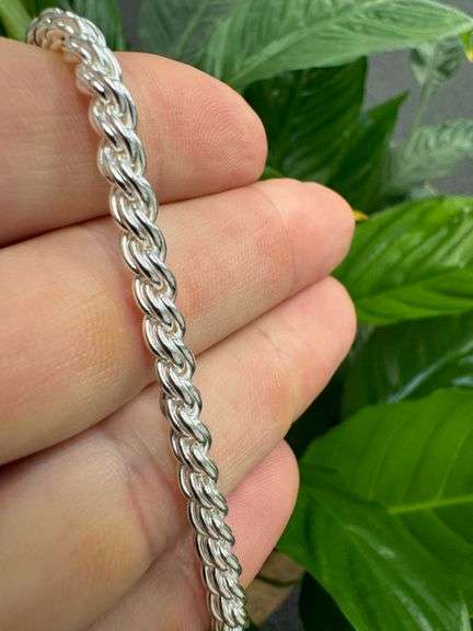 Sterling Silver Rope Chain Necklace 24 Inch