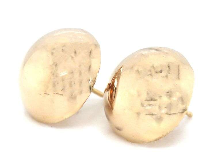 14kt Yellow gold button earrings