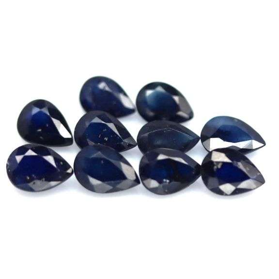 Stunning ink blue 7.87ct pear Sapphire set