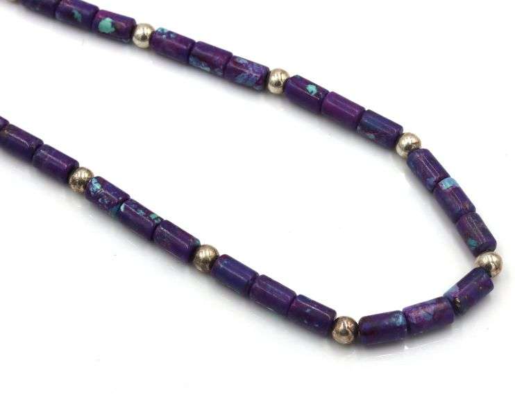 925 Sterling silver purple stone beaded necklace