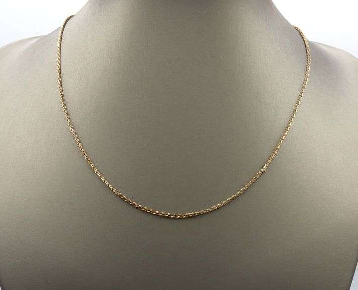 14kt 2-tone diamond cut wheat chain necklace