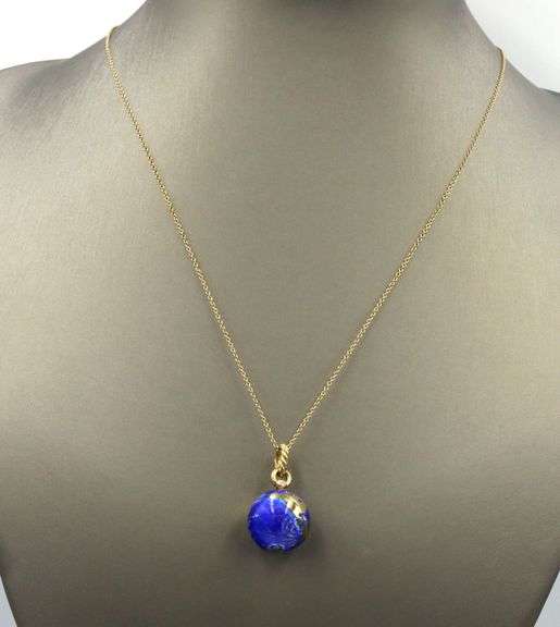 18kt Yellow gold David Yurman globe pendant on chain
